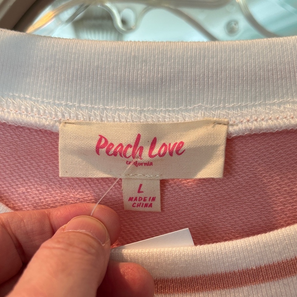 Peach Love California Pink Ghost Sweatshirt XL NWT comes with matching earrings - Picture 3 of 9
